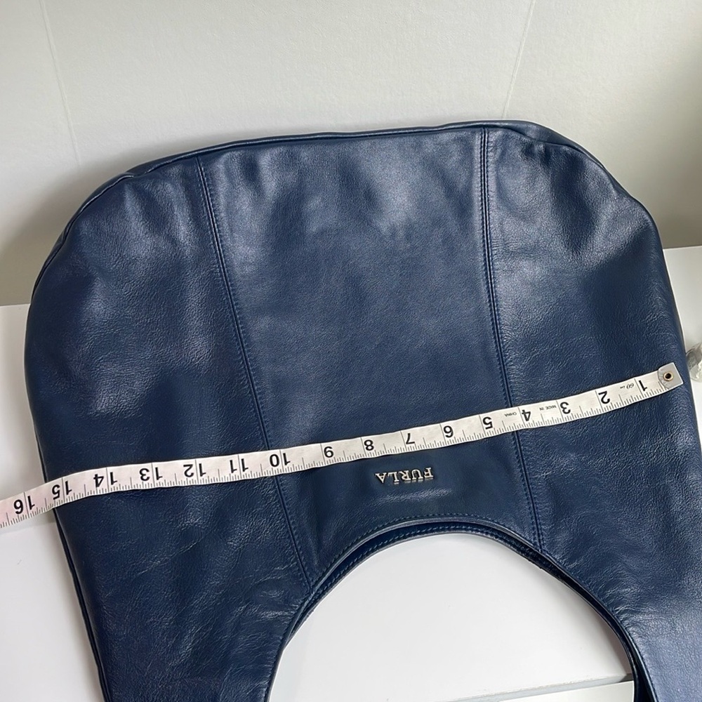 Furla Genuine Leather Hobo Shoulder Bag Navy - Picture 15 of 17
